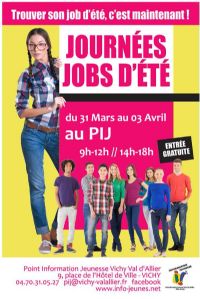 journées Jobs d'été au PIJ. Du 31 mars au 3 avril 2015 à vichy. Allier. 